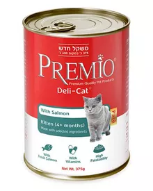 פרמיו שימורי מזון משלים פטה לחתלתול בטעם סלמון 375 גרם / PREMIO סופר מדיקה
