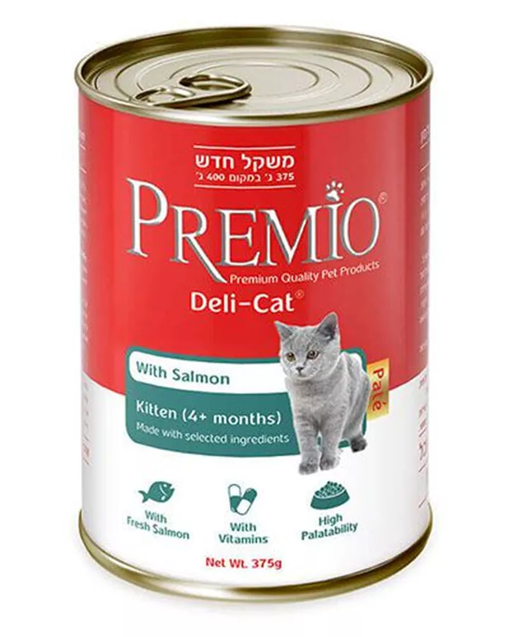 פרמיו שימורי מזון משלים פטה לחתלתול בטעם סלמון 375 גרם / PREMIO