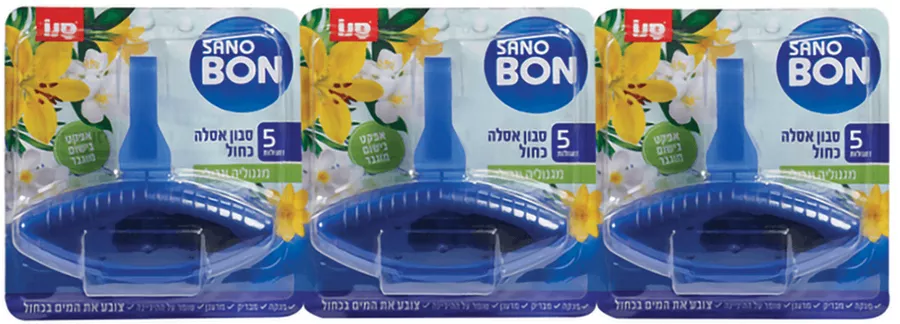 סנו בון סבון אסלה כחול בניחוח מגנוליה ונרולי מארז שלישייה (=3 יחידות) / SANO BON