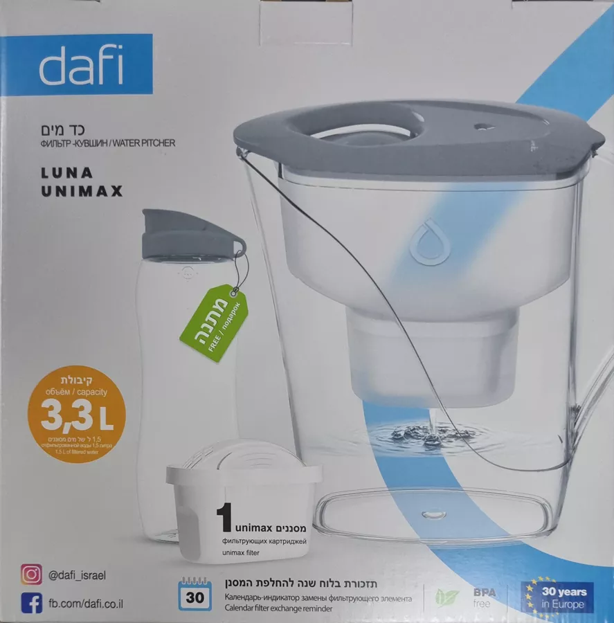 דאפי לונה יונימקס כד מים + 1 פילטר ומתנה / DAFI