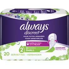 אולוויז דיסקריט תחבושת סמול 2טיפות 20 יחידות / ALWAYS סופר מדיקה