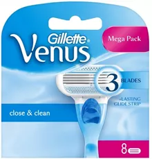 ג'יל סכיני גילוח 3 להבים 8 יחידות במארז CLOSE & CLEAN סופר מדיקה