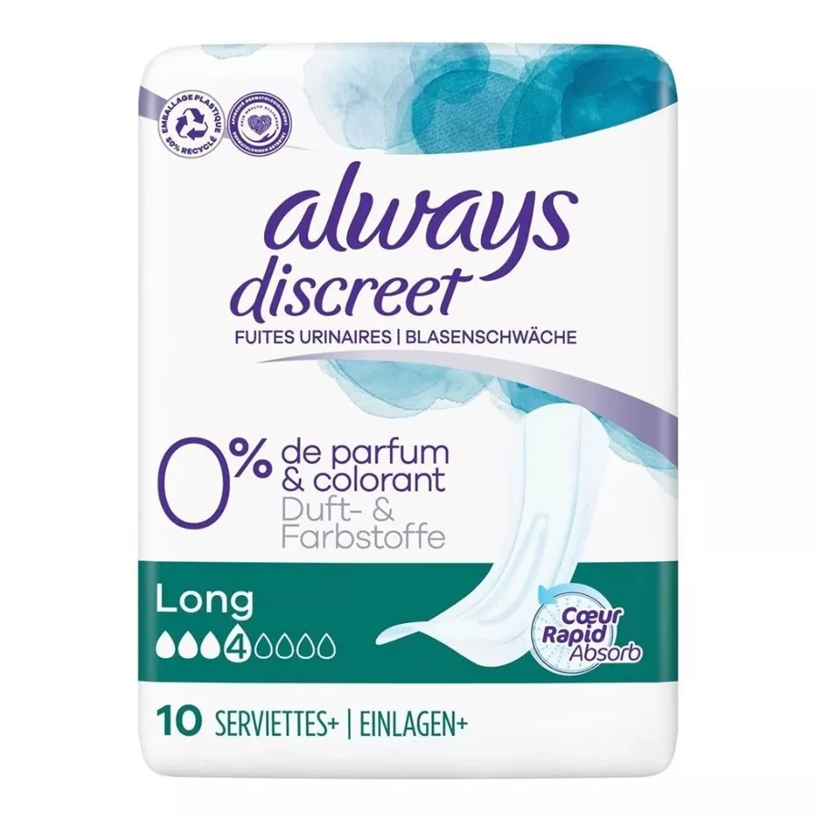 אולוויז דיסקריט לונג 0% ניחוח 10 יחידות במארז / ALWAYS