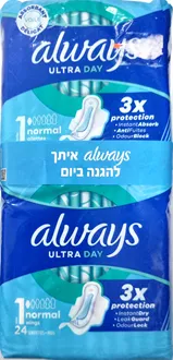 אולוויז אולטרה יום תחבושות נורמל עם כנפיים 24 יחידות במארז / ALWAYS סופר מדיקה