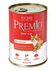 פרמיו שימורי מזון משלים פטה לחתול בוגר בטעם עוף 375 גרם / PREMIO סופר מדיקה