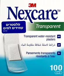 נקסקר פלסטרים שקופים עמידים למים 100 יחידות / NEXCARE סופר מדיקה