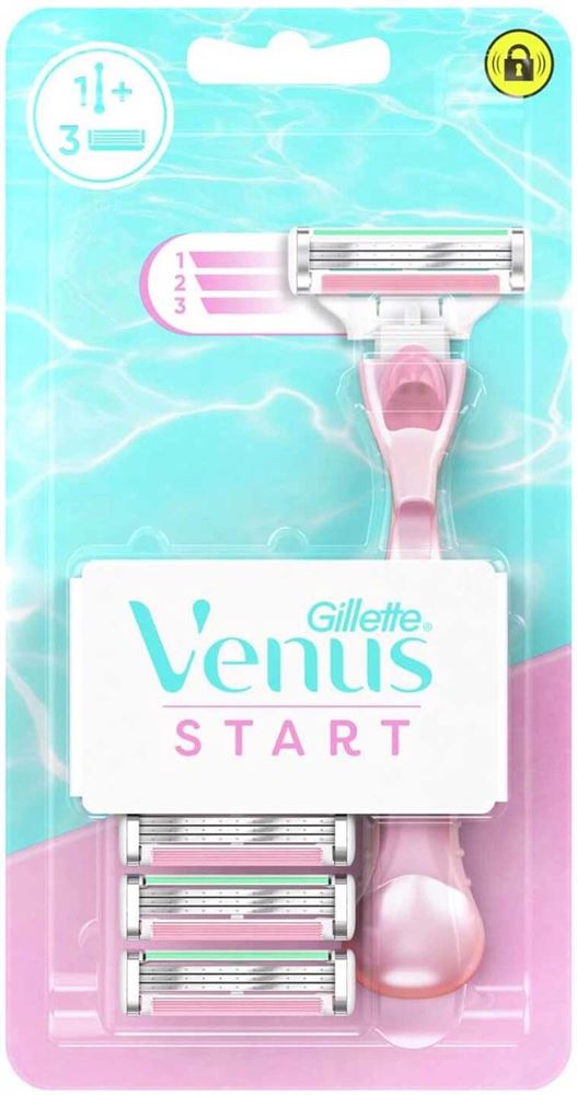 ג'ילט ונוס סטארט סכין גילוח מכשיר + 3 סכינים / GILLETTE