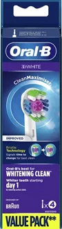 אורל בי 3D WHITE ראשים למברשת חשמלית 4 יחידות במארז / ORAL B סופר מדיקה