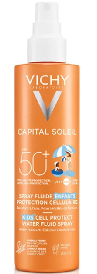 וישי קפיטל סוליי לילדים VICHY Capital Soleil Cell Protect Kids Water Fluid Spray SPF50+ 200ml