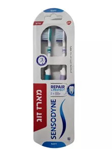 סנסודיין מברשת שיניים שיקום והגנה זוג / Sensodyne סופר מדיקה