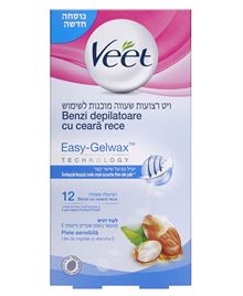 ויט רצועות שעווה מוכנות לשימוש לעור רגיש 12 יחידות VEET סופר מדיקה