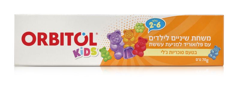 אורביטול משחת שיניים לילדים בטעם סוכריות ג'לי 2-6 70 גרם / ORBITOL