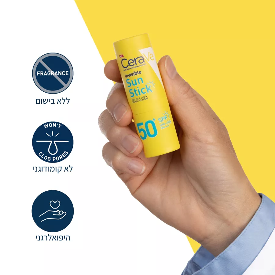 סרווה סטיק שקוף Cerave Invisible SPF50+ high protection sun stick 8 g