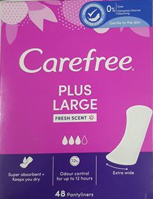 קרפרי מגן תחתון פלוס לארג' מבושם 48 יחידות / Carefree סופר מדיקה