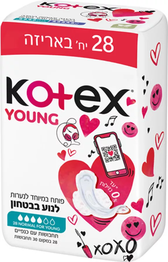 קוטקס תחבושות עם כנפיים נורמל יאנג 28 יח'