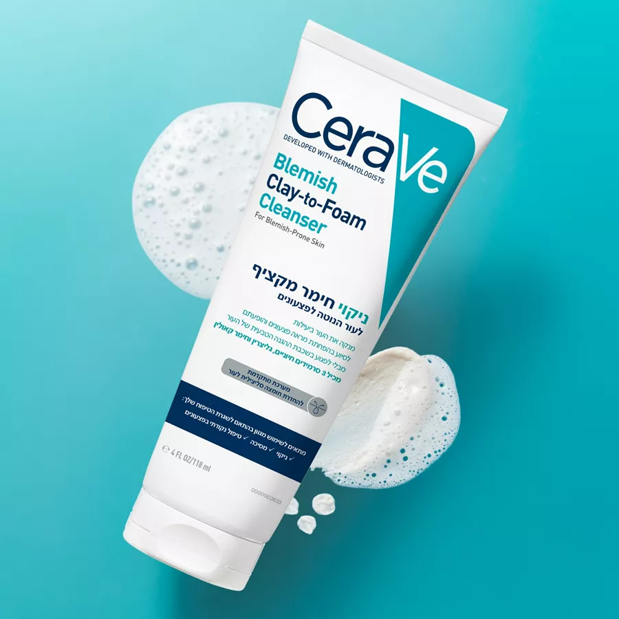 סרווה ניקוי חימר מקציף לעור הנוטה לפצעונים Cerave Clay-Foaming Anti-Imperfection Cleanser 118ml