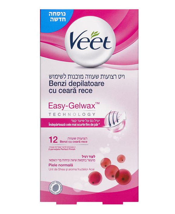 ויט רצועות שעווה מוכנות לשימוש לעור רגיל לרגליים ולגוף 12 יחידות VEET