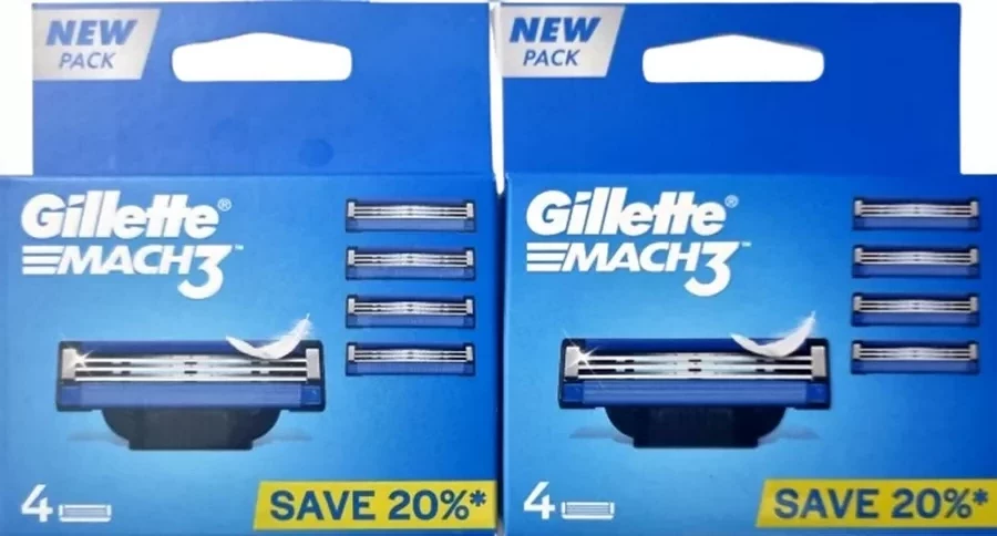 8 סכינים = 2 אריזות של 4 יח׳ ג'ילט מאך Gillette Mach 3 אריזה חדשה !