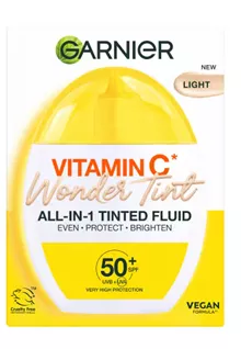 גרנייה וונדר טינט תחליב עם גוון בהיר +SPF50 להגנה גבוהה מאוד מהשמש עם ויטמין C* סופר מדיקה
