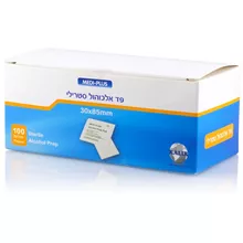 פד אלכוהול סטרילי 30x85 מ"מ 100 יחידות במארז MEDI PLUS סופר מדיקה