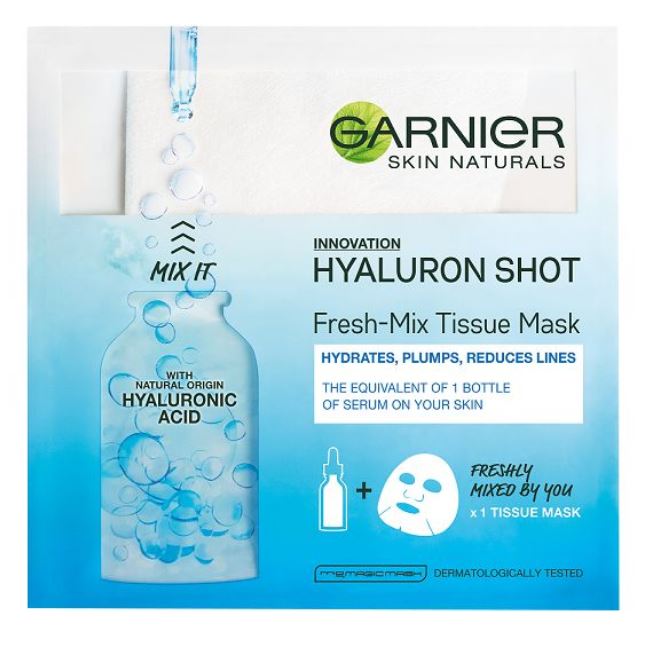 גרנייה מסכת בד בתוספת חומצה היאלורונת Garnier Tissue Fresh Mix Hyaluronic Acid