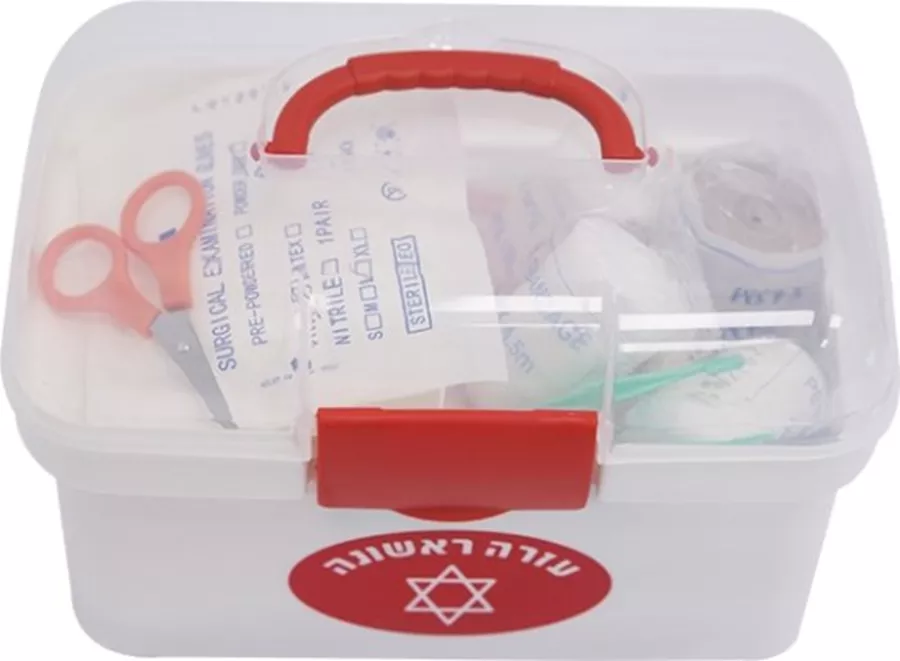 ערכת עזרה ראשונה לבית קופסת פלסטיק עגלגלה מדיק ספק / FIRST AID KIT MEDIC SPA