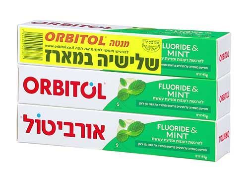 אורביטול משחת שיניים מנטה עם פלואוריד 3 יחידות / ORBITOL