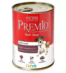 פרמיו שימורים לכלב בוגר בטעם כבש 375 גרם PREMIO סופר מדיקה