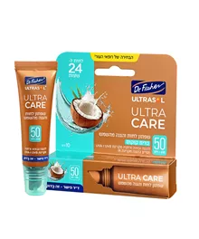 אולטרסול ULTRA CARE שפתון לחות והגנה מהשמש SPF50 קוקוס 10 גרם / ULTRASOL סופר מדיקה
