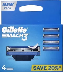 ג'ילט מאך 3 (1 אריזה =)  4 סכיני גילוח אריזה חדשה ! / Gillette Mach 3 סופר מדיקה