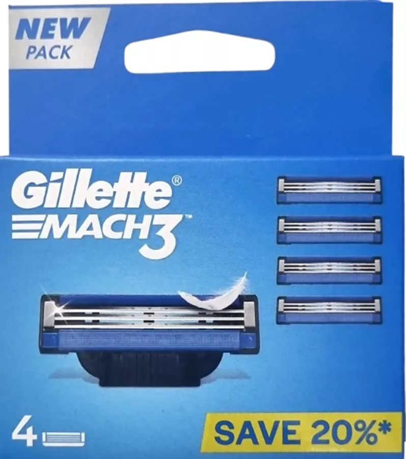 ג'ילט מאך 3 (1 אריזה =)  4 סכיני גילוח אריזה חדשה ! / Gillette Mach 3