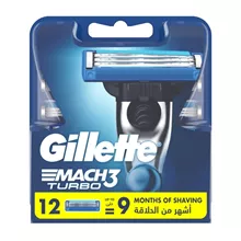 ג'ילט מאך 3 טורבו 12 ראשי סכיני גילוח במארז /  GILLETTE MACH 3 TURBO סופר מדיקה