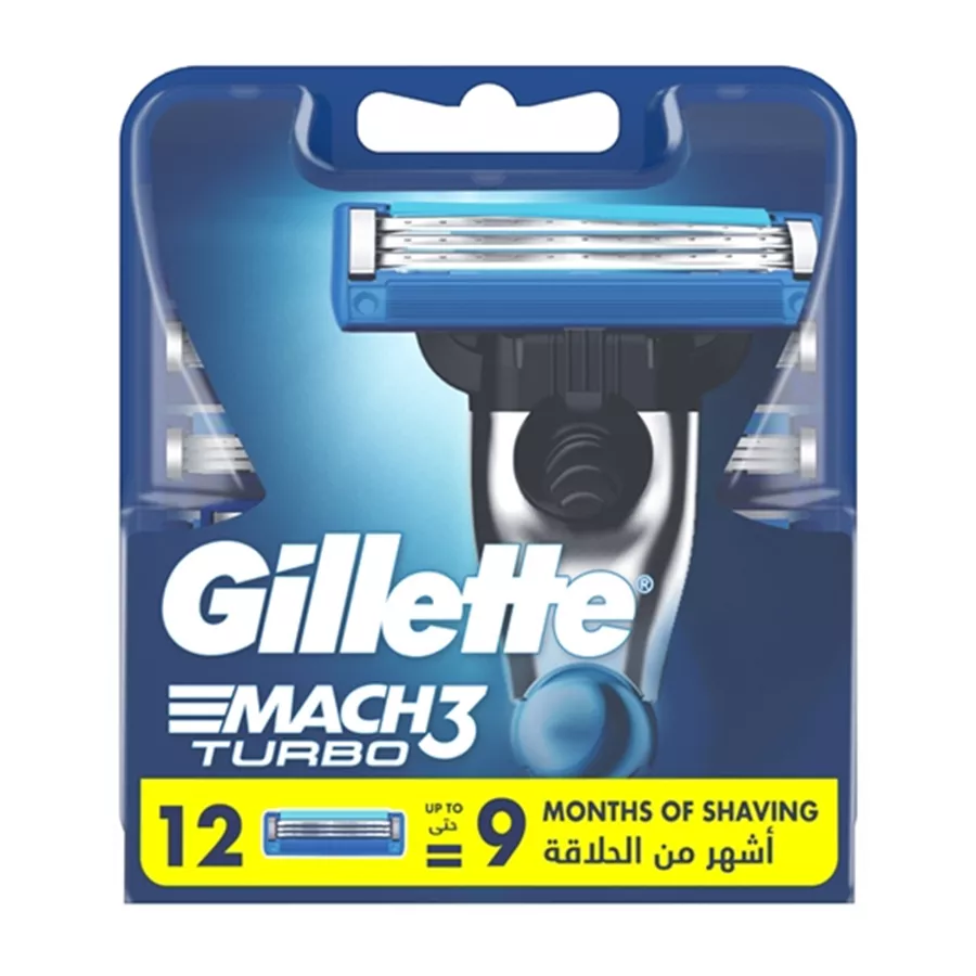 ג'ילט מאך 3 טורבו 12 ראשי סכיני גילוח במארז /  GILLETTE MACH 3 TURBO