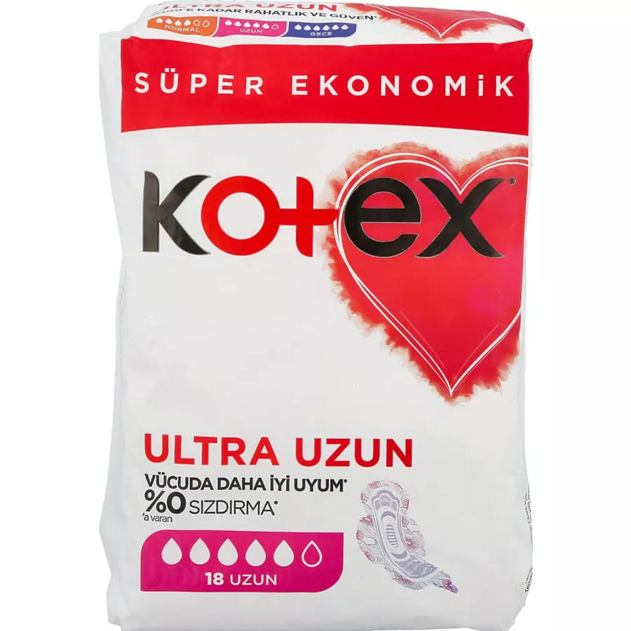 קוטקס תחבושות היגייניות אולטרה לונג עם כנפיים 18 יחידות במארז / KOTEX