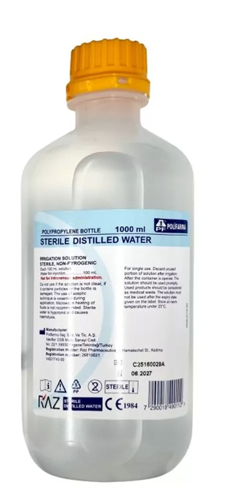 מים מזוקקים סטרילים למיהול 1 ליטר STERILE DISTILLED WATER