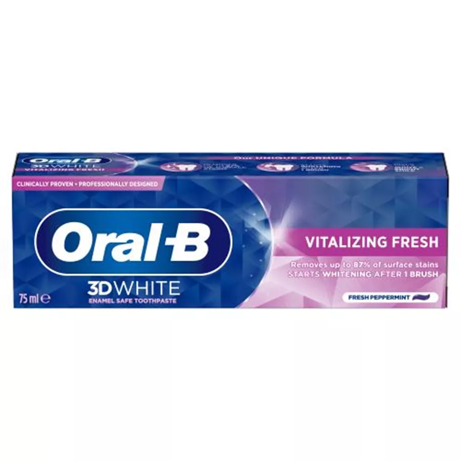 אורל בי 3D WHITE משחת שיניים להלבנה רעננות מעוררת 75 מ