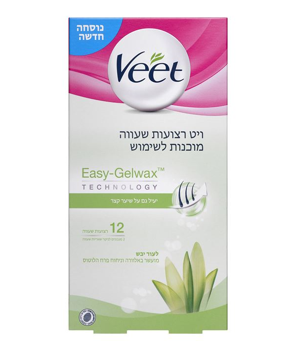 ויט רצועות שעווה מוכנות לשימוש לעור יבש לרגליים ולגוף 12 יחידות VEET