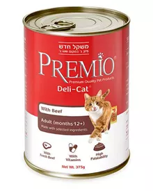 פרמיו שימורי מזון משלים פטה לחתולים בוגרים בטעם בקר 375 גרם / PREMIO סופר מדיקה