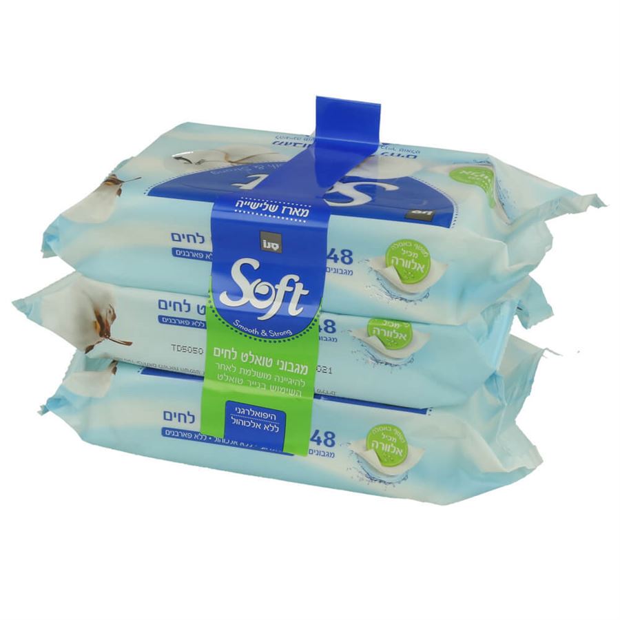סופט מגבוני טואלט לחים 3 יחידות במארז / SOFT