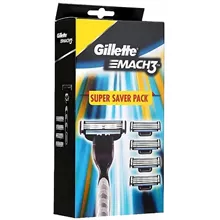 גילט מאך 3 מארז ידית + 5 סכיני גילוח \ 3 Gilette Mach סופר מדיקה