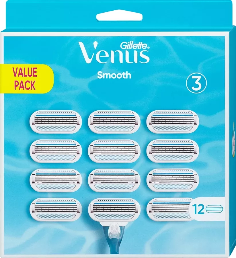 ג'ילט ונוס סמוט 12 סכיני גילוח רב פעמי / GILLETTE VENUS