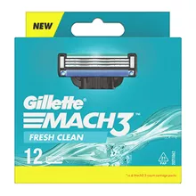 "ג'ילט מאך 3" סכיני גילוח. 12 יחידות במארז GILLETTE MACH 3 סופר מדיקה