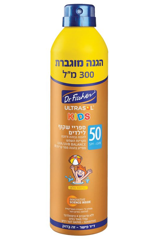 אולטרסול קידס ספריי שקוף לילדים להגנה מקרינת השמש 300 מ