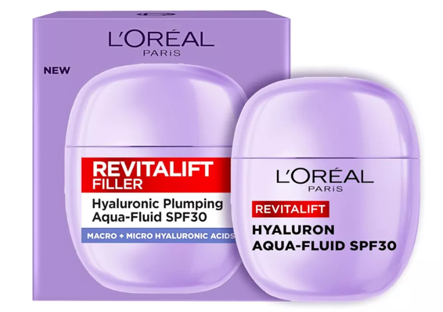 לוריאל פריז רויטליפט פילר תחליב לחות  L'Oréal Paris Revitalift Filler NEW Hyaluronic Plumping Aqua- Fluid SPF 30