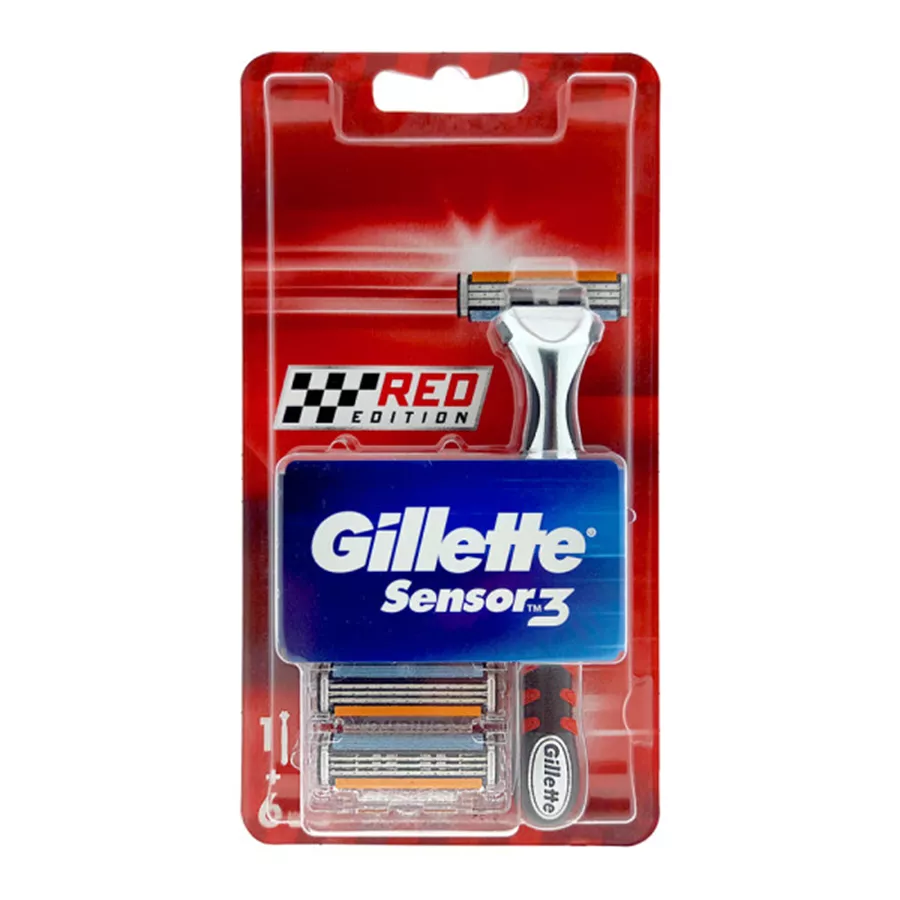 ג'ילט סנסר 3 רד אדישן מכשיר + 6 סכינים / GILLETTE SENSOR 3