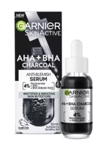 גרנייה סרום עם פחם SKIN ACTIVE AHA+BHA Charcoal  Serum 30ml סופר מדיקה