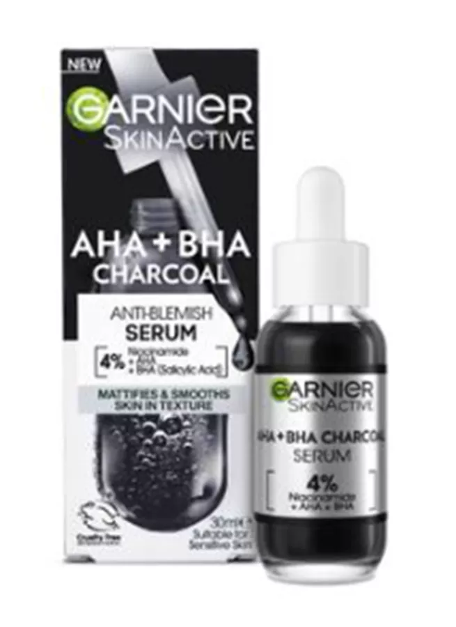 גרנייה סרום עם פחם SKIN ACTIVE AHA+BHA Charcoal  Serum 30ml