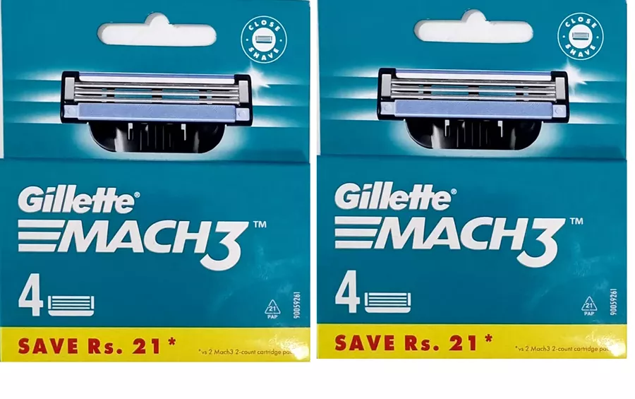 8 סכינים = 2 אריזות של 4 יח׳ ג'ילט מאך Gillette Mach 3